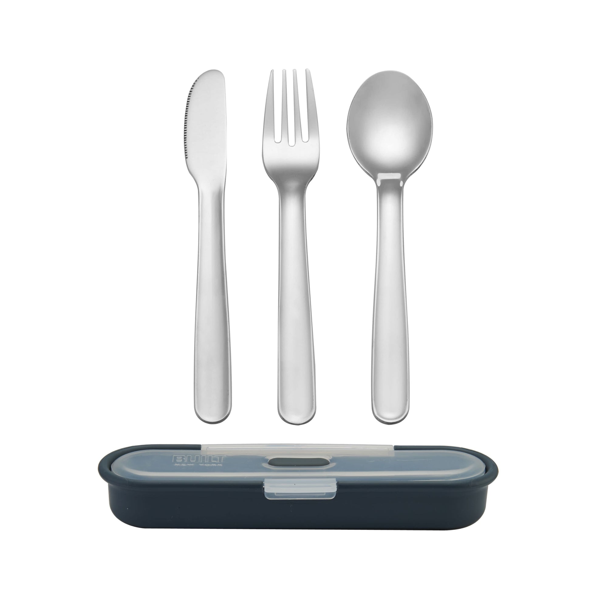 BUILT Gourmet 4 Piece Cutlery Set with Stainless Steel Utensils in Case in Gray