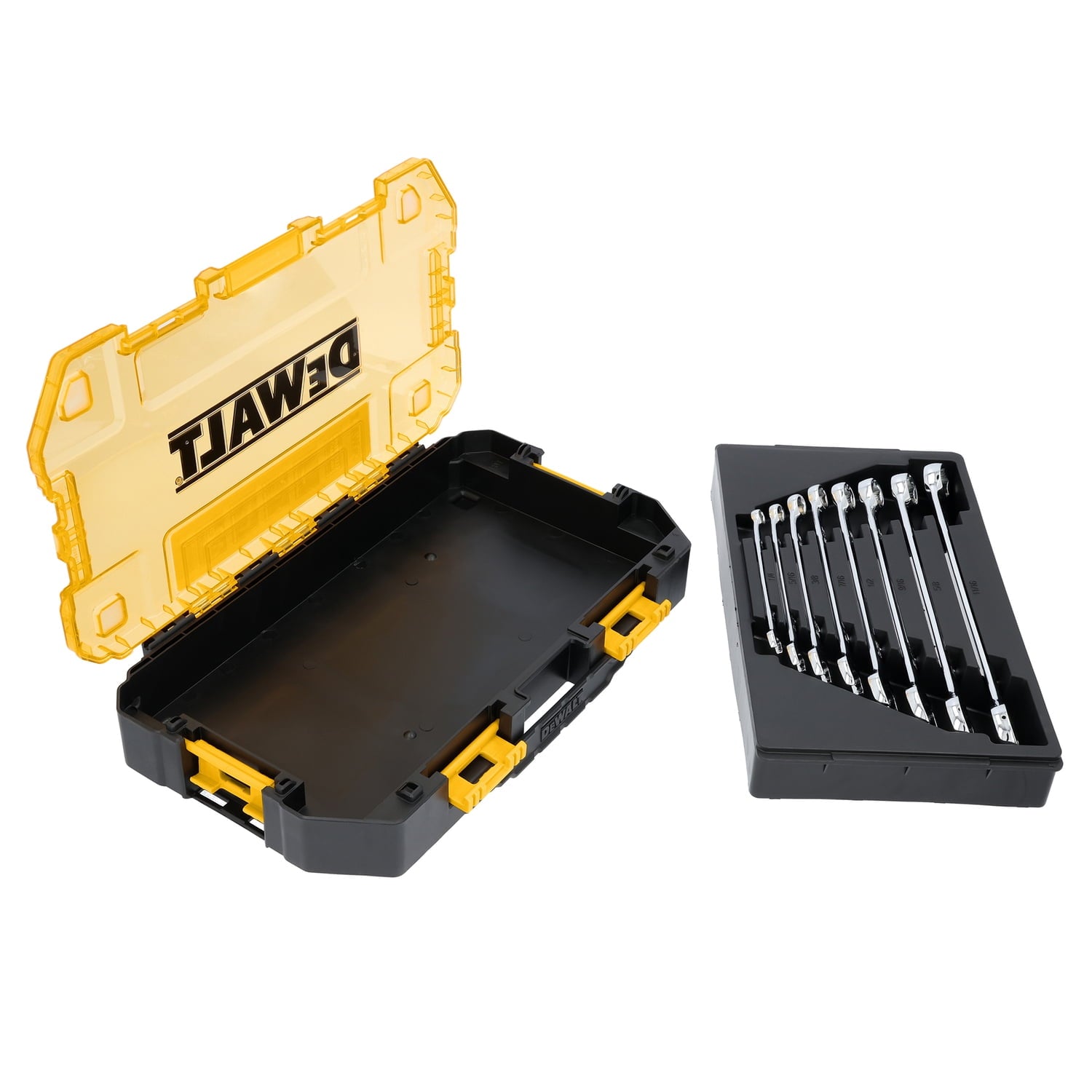 DEWALT TOUGHSERIES 8-Piece SAE Combination Wrench Set Plus Stackable Case with Clear Lid, DWMT45427