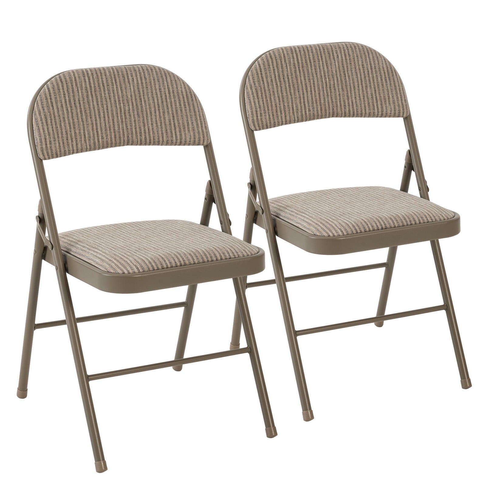CONCETTA 2 Pack Folding Chairs with Fabric Padded Cushion and Back, Stackable Portable for Home Office, Conference, Wedding, Party, Patio, Garden, Indoor Outdoor Use, Khaki
