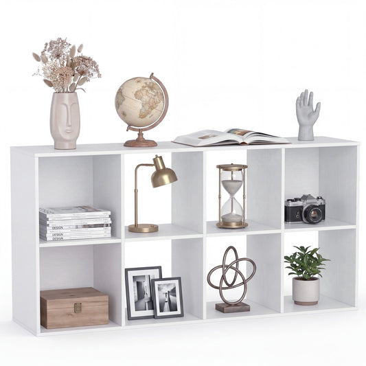 CONCETTA 8 Cube Storage Organizer, Open Corner Bookshelf with Removable Back Panels for Living Room Bedroom Office, White