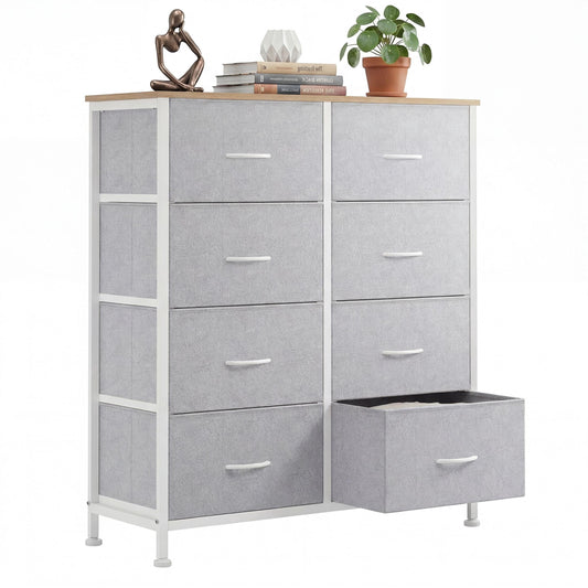 CONCETTA 8-Drawer Fabric Dresser Storage Chest for Bedroom, Closet, Entryway, Storage Furniture for Adults, Light Gray