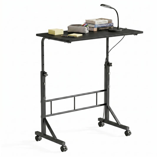 CONCETTA Adjustable Height Mobile Standing Desk with Wheels, 16"x31.5" Small Rolling Computer Desk for Home Office, Black