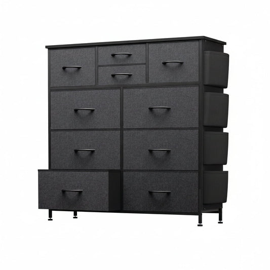 CONCETTA Dresser Storage with 10 Drawers,Storage Organizer for Closet, Wood Top for Bedroom, Living Room, Gray