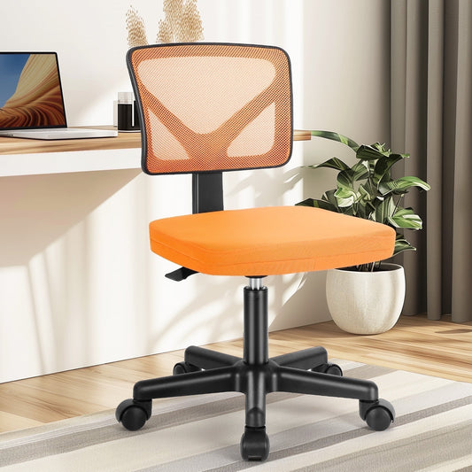 CONCETTA Ergonomic Home Office Mesh Desk Chair, Small Space, Armless Rolling Chair for Adults, Orange