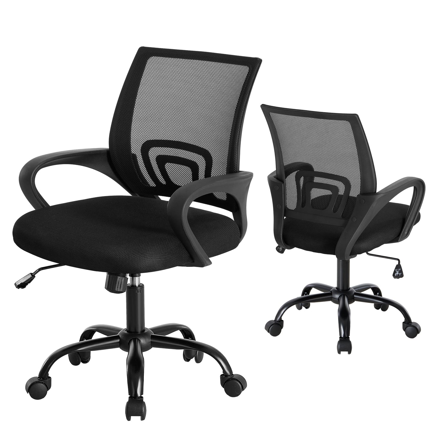CONCETTA Home Office Computer Chair, With Lumbar Support, Adjustable Height, Fixed Armrests, Suitable For Meeting Rooms, 360Â°Rotation, For Adults, Black