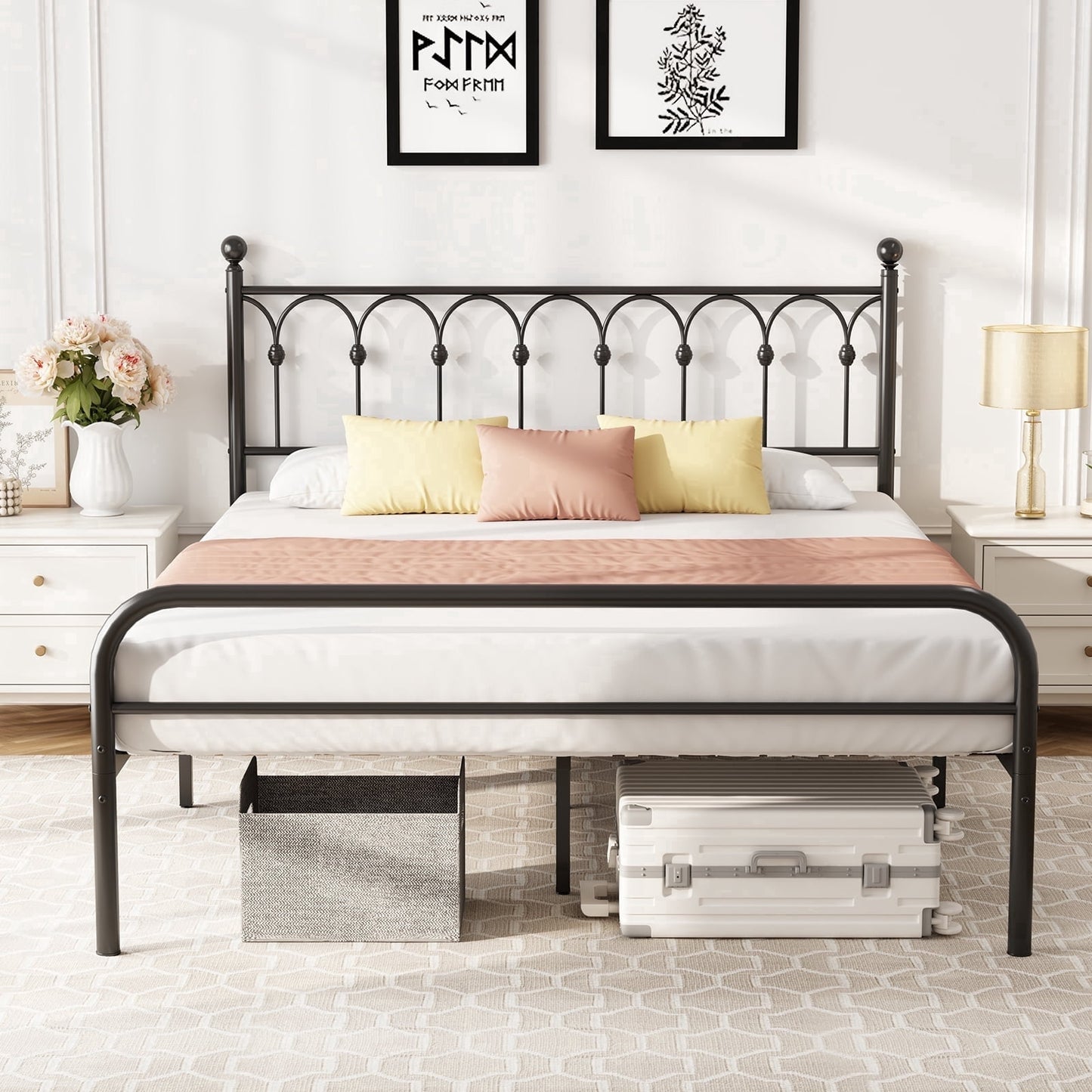 CONCETTA Metal Platform Bed Frame with Rounded Base & Protective Footpads, Underbed Storage, No Box Spring Needed for Bedroom, Twin Size