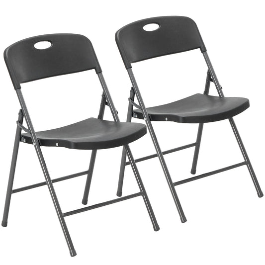 CONCETTA Silla Plegable de PlÃ¡stico de 2, Capacidad de Carga de 375 Lb, Ligera para Interior/exterior, Negra