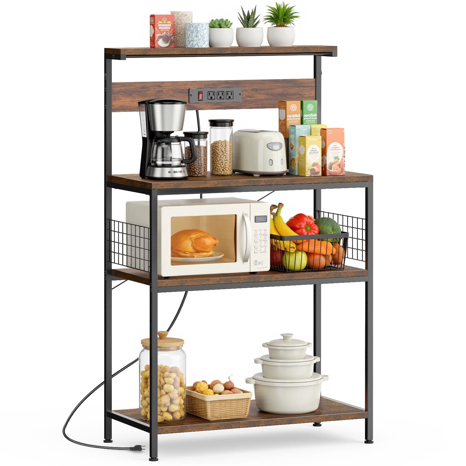 CONCETTAÂ 31"Â BakingÂ Rack,Â MicrowaveÂ OvenÂ Rack,Â PotÂ Rack,Â BakingÂ Utensils,Â KitchenÂ HouseholdÂ Use,Â ThreeÂ Layers, Rustic Brown