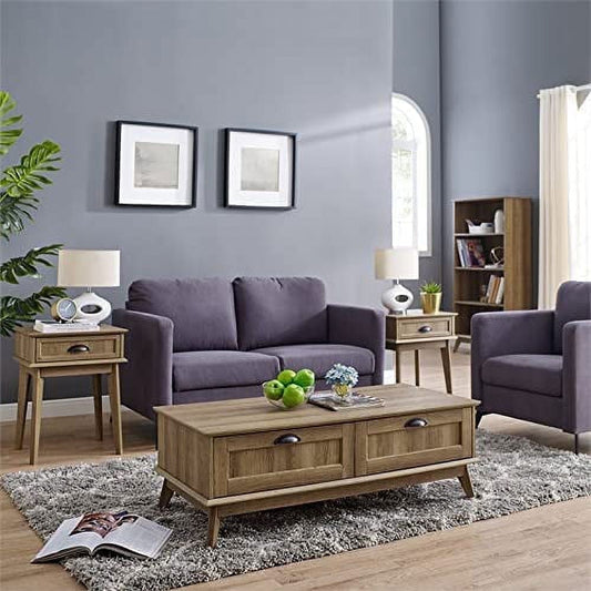 Caffoz Newport Series Scandinavian Coffee Table with Storage and Brown