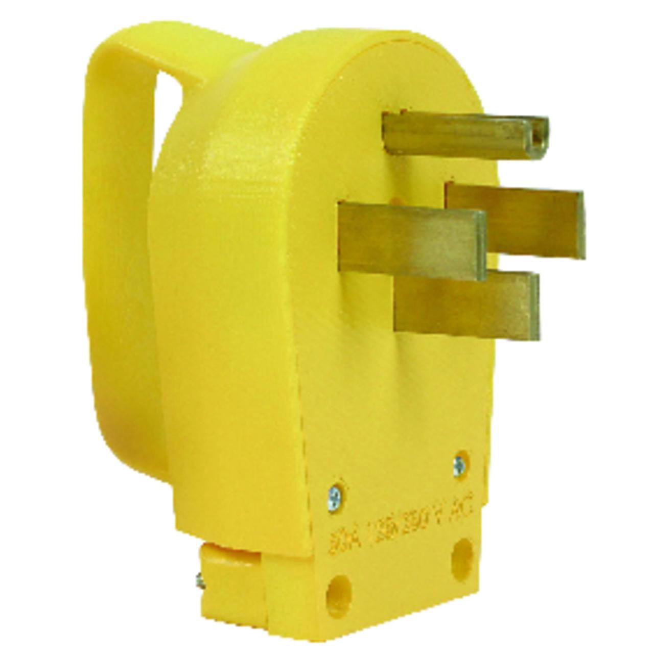 Camco 55255 Heavy Duty RV 50 AMP Male Plug Replacement with Power Grip Handle