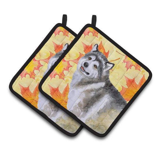 Caroline's Treasures Alaskan Malamute Fall Pair of Pot Holders