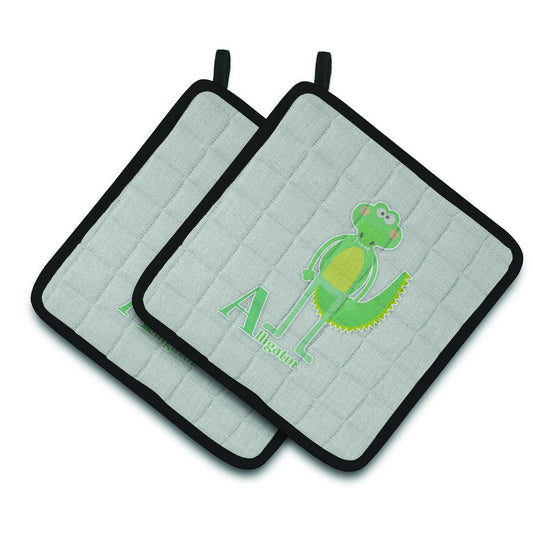 Alphabet A for Alligator Pair of Pot Holders
