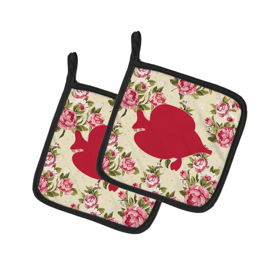 Fish - Tang Fish Shabby Chic Yellow Roses Pair of Pot Holders