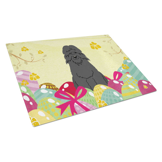Easter Eggs Bouvier des Flandres Glass Cutting Board Large