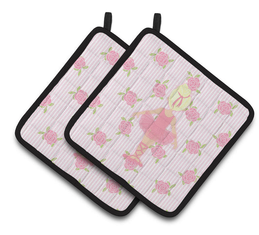 Caroline's Treasures Ballerina Blonde Back Pose Pair of Pot Holders