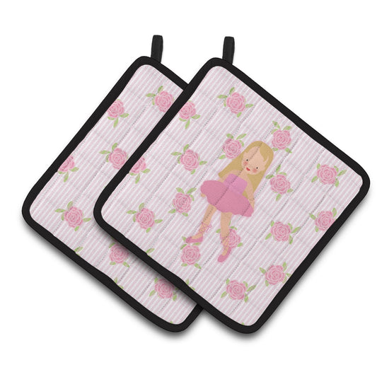 Caroline's Treasures Ballerina Long Haired Blonde Pair of Pot Holders