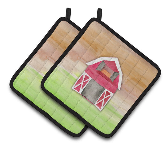 Caroline's Treasures Barn Watercolor Pair of Pot Holders