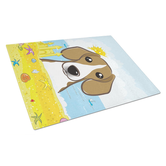 Caroline's Treasures Beagle Summer Beach Glass Cutting Board Large