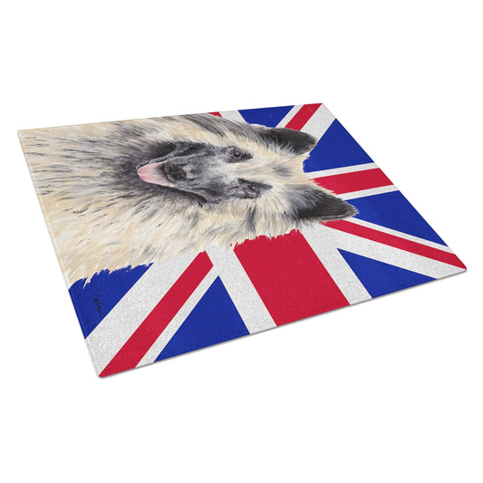 Caroline's Treasures Belgian Tervuren with English Union Jack British Flag Glass Cutting Board Large Size
