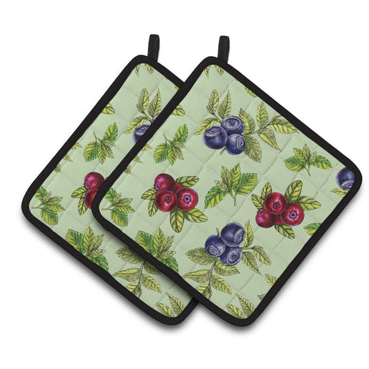 Caroline's Treasures Berries in Green Pair of Pot Holders