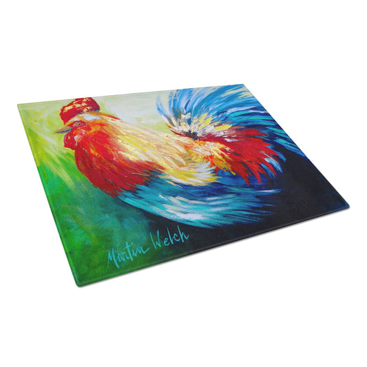 Caroline's Treasures Bird - Rooster Chief Big Feathers Glass Cutting Board Large