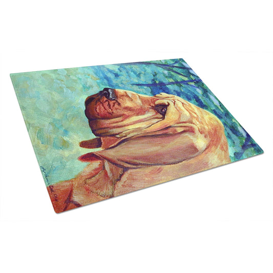 Caroline's Treasures Bloodhound Thoughtful Glass Cutting Board Large