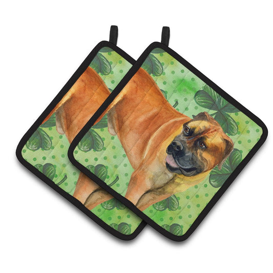 Boerboel Mastiff St Patrick's Pair of Pot Holders
