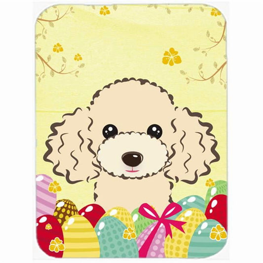 Caroline's Treasures Buff Poodle Easter Egg Hunt Glass Cutting Board Large
