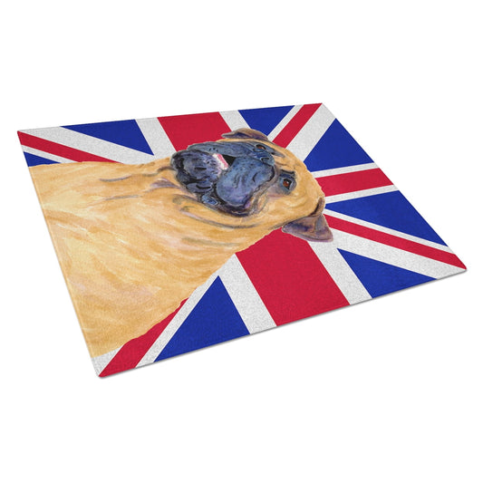 Caroline's Treasures Bullmastiff with English Union Jack British Flag Glass Cutting Board Large Size