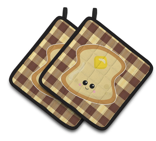 Caroline's Treasures Buttered Toast Face Pair of Pot Holders