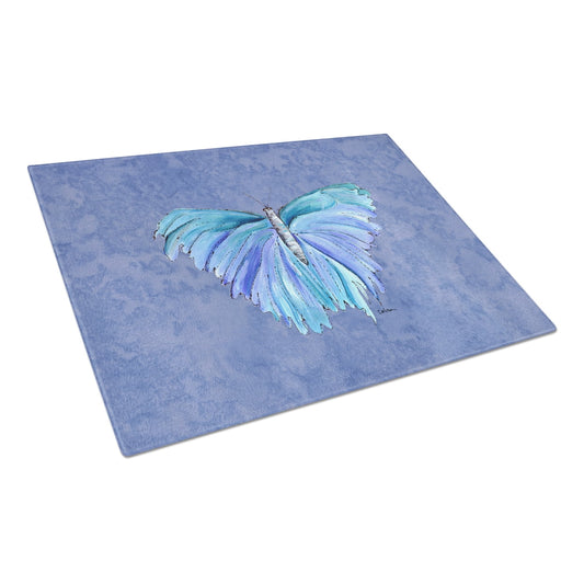 Caroline's Treasures Butterfly on Slate Blue Glass Cutting Board Large