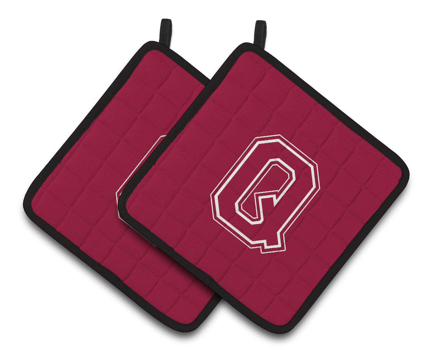 Caroline's Treasures CJ1032-QPTHD Letter Q Initial Monogram - Maroon and White Pair of Pot Holders, 7.5HX7.5W,