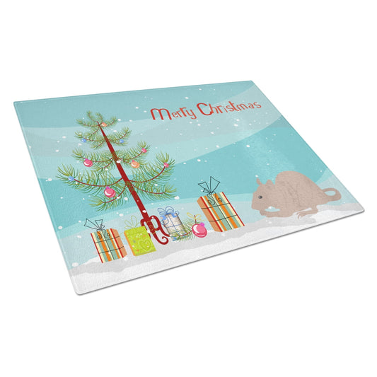 Caroline's Treasures CK4472LCB Fuzz Rat Merry Christmas Glass Cutting Board Large, 12H x 16W, multicolor