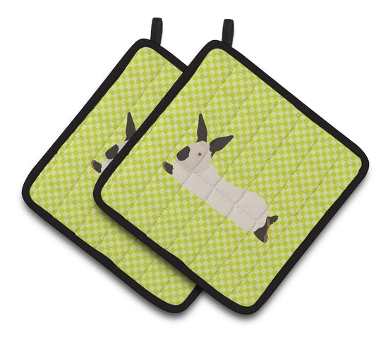 Caroline's Treasures California White Rabbit Green Pair of Pot Holders