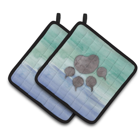Caroline's Treasures Cat Paw Watercolor Pair of Pot Holders