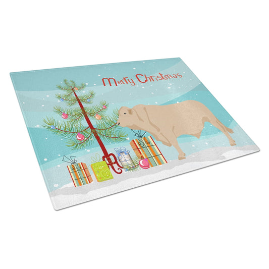 Caroline's Treasures Charolais Cow Christmas Glass Cutting Board Large