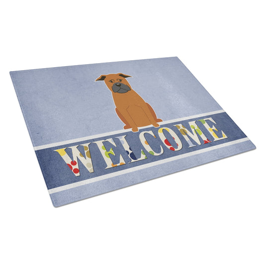Caroline's Treasures Chinese Chongqing Dog Welcome Glass Cutting Board Large