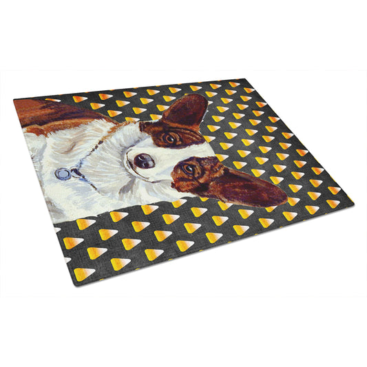 Caroline's Treasures Corgi Candy Corn Halloween Portrait Glass Cutting Board Large