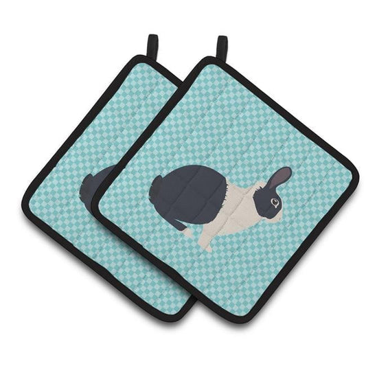 Caroline's Treasures Dutch Rabbit Blue Check Pair of Pot Holders