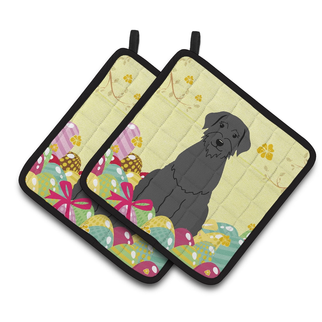 Caroline's Treasures Easter Eggs Giant Schnauzer Pair of Pot Holders