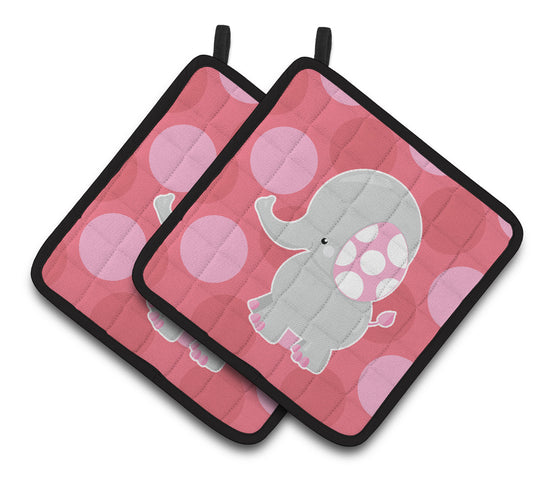 Caroline's Treasures Elephant Big Polkadots Pair of Pot Holders
