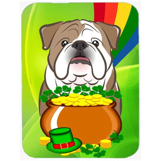 Caroline's Treasures English Bulldog St. Patrick's Day Glass Cutting Board Large