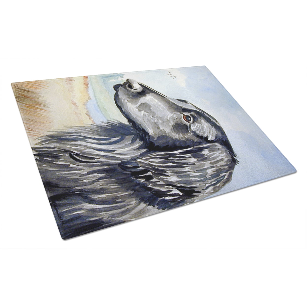 Caroline's Treasures Flat Coated Retriever Glass Cutting Board Large