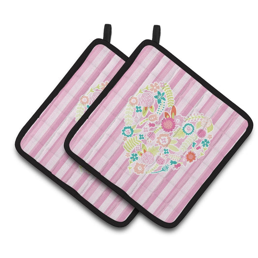 Caroline's Treasures Flowered Heart Pair of Pot Holders