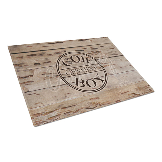 Caroline's Treasures Genuine Cow Boy Branded Glass Cutting Board Large Size