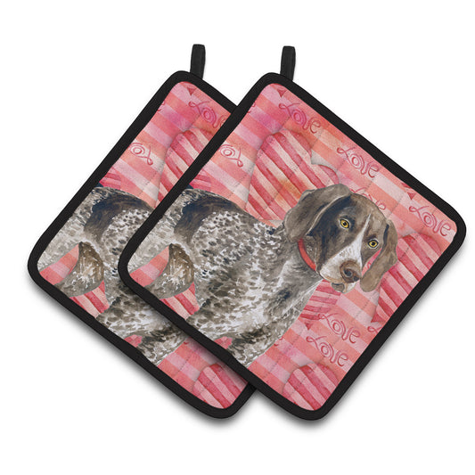 Caroline's Treasures German Shorthaired Pointer Love Pair of Pot Holders