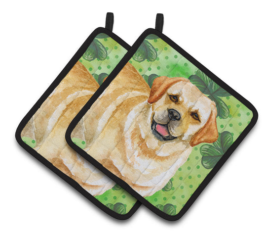 Caroline's Treasures Golden Retriever St Patrick's Pair of Pot Holders