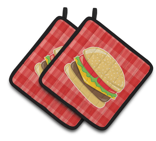 Caroline's Treasures Hamburger Plaid Pair of Pot Holders