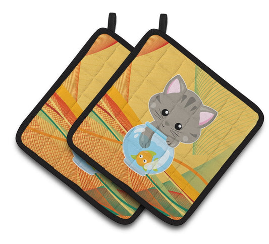 Caroline's Treasures Kitten in the Fish Bowl Pair of Pot Holders