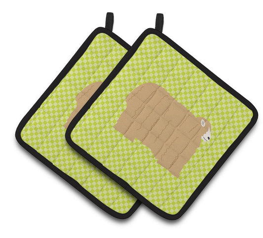 Caroline's Treasures Lincoln Longwool Sheep Green Pair of Pot Holders